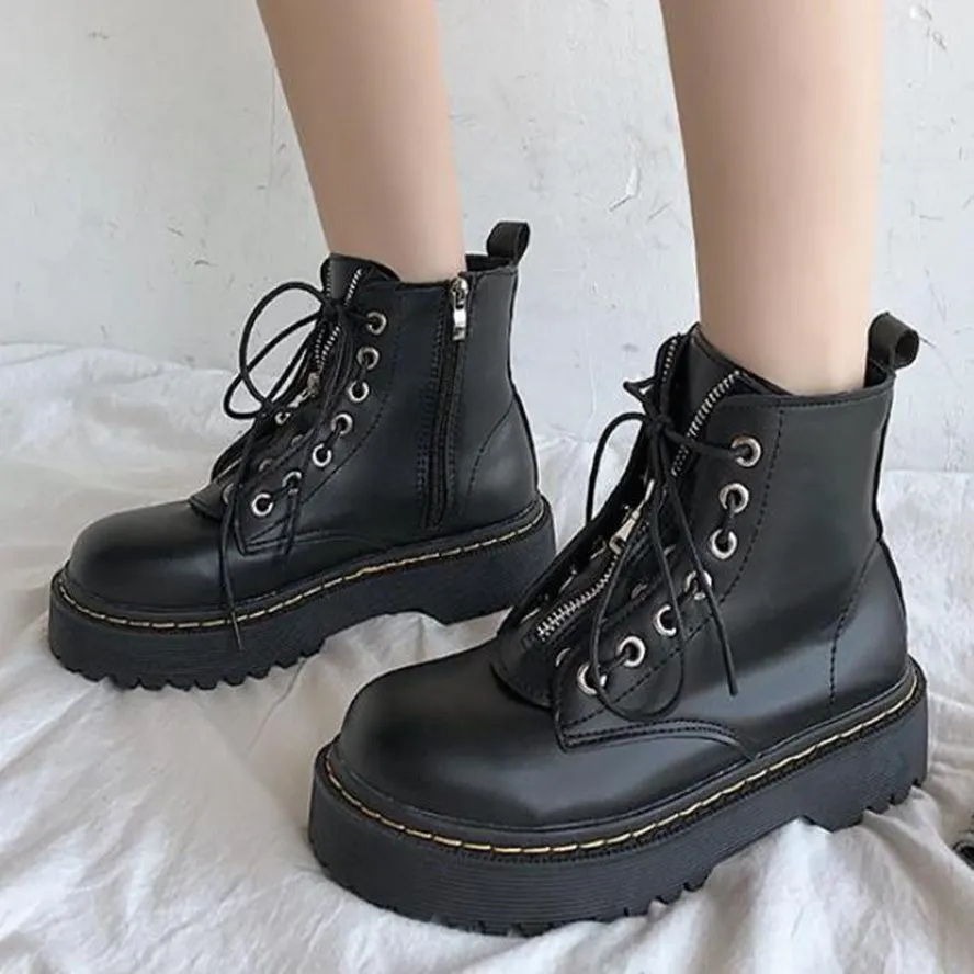 Сезон весна-осень Женские модные панк-сапоги Bottes Femmes На высоком каблуке Обувь в