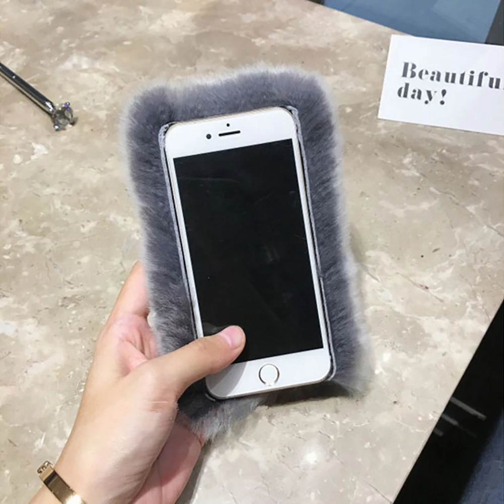 Пушистые теплые мягкие шерстяные милые чехлы для телефонов iPhone Xs Max XR XS 6 6S 7 8 6/7/8/6Sp