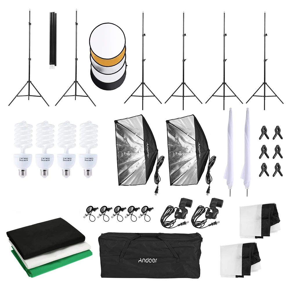 Набор для фотосъемки Andoer фоны крепление в виде рыбы отражатель белый