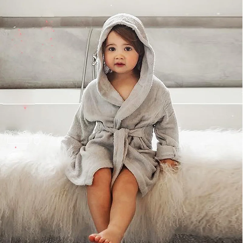 Детская одежда для сна 4 цвета банные халаты с капюшоном Ночная Пижама длинный