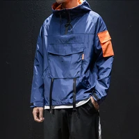 mens japanese jacket streetwear hooded spring autumn sport multi pocket hip hop windproof male cargo coat