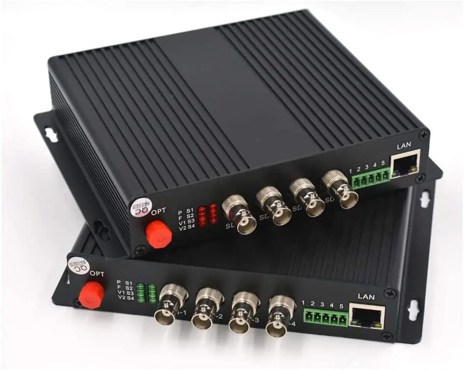 One pair 4 Channels HD SDI Video/Audio Ethernet Over Fiber Optic Media Converters for CCTV System