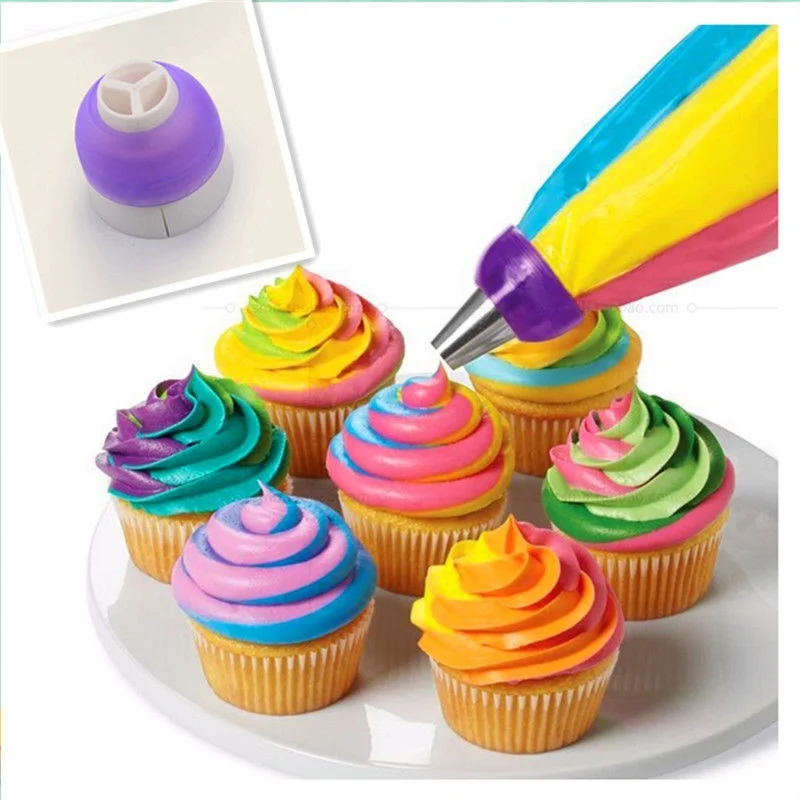 

3 Holes Cake Converter Mix 3 Colors Icing Piping Nozzle Converter Decoration