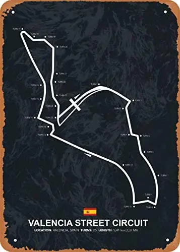 

Metal Sign - Race Circuits Valencia Street Circuit - 8 x 12 Vintage Look Tin Sign