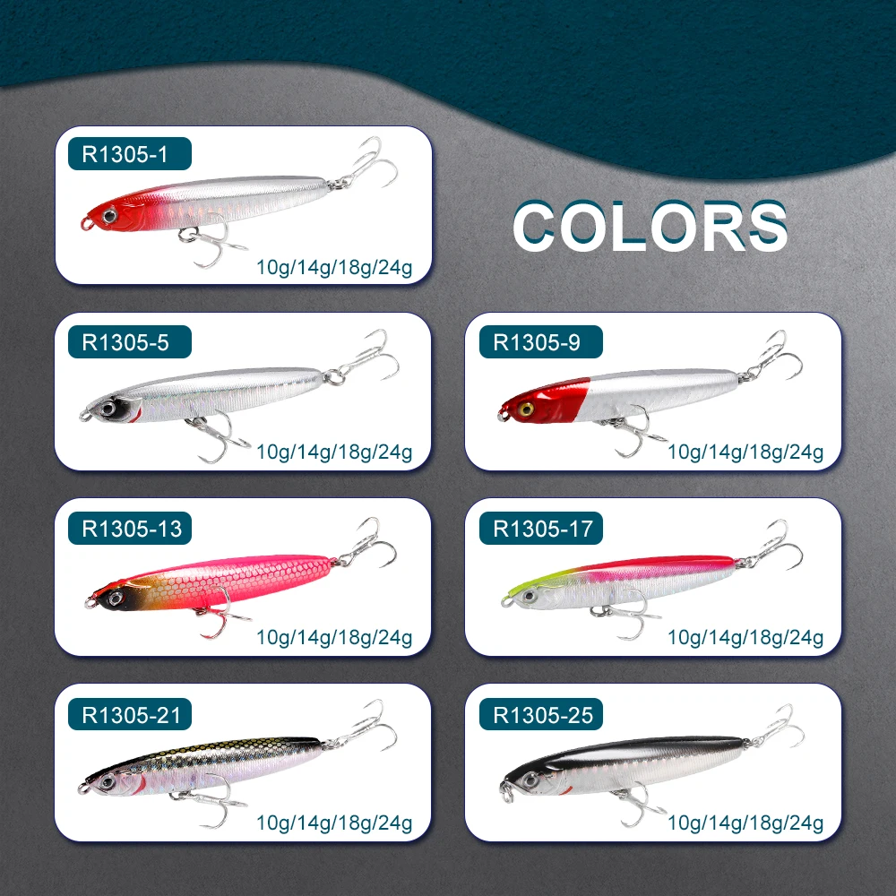 1PCS Pencil Bait Sinking Minnow Fishing Lure 10-24g Bass Trolling Lure Hard Bait Diving Sinking Treble Hooks Fishing Tackle