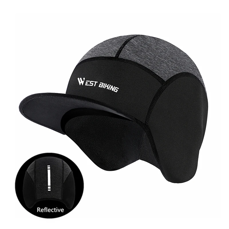 Reflective Caps WEST BIKING велосипедная Кепка s зимние теплые флисовые шляпы термальная велосипедная Кепка головные уборы Gorra Ciclismo ветрозащитная Беговая Лыжная велосипедная Кепка s - Цвет: Reflective Caps