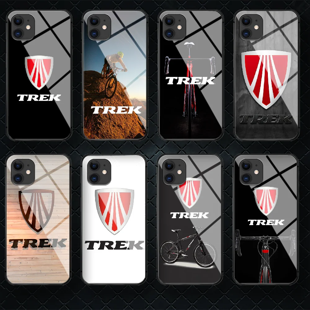 

Trek Bike Bicycle Tempered Glass Phone Case Cover For IPhone 5 6 7 8 11 S Plus Xr X Xs Pro Max Mini Se 2020 Black Soft Phone