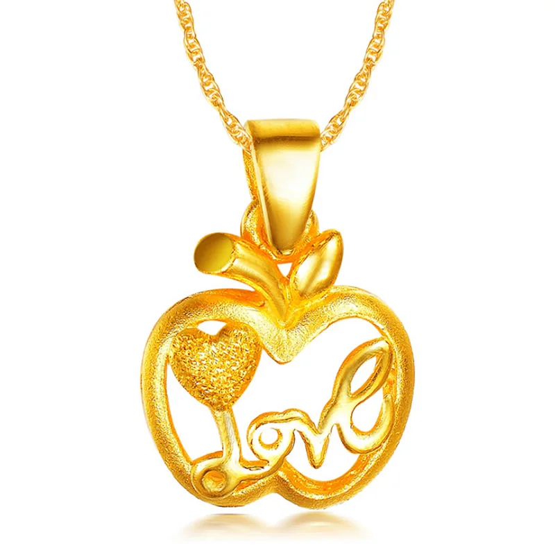 

AUTHENTIC 24K YELLOW GOLD PENDANT WOMEN'S GIFT APPLE HEART LOVE PENDANT 2.01G