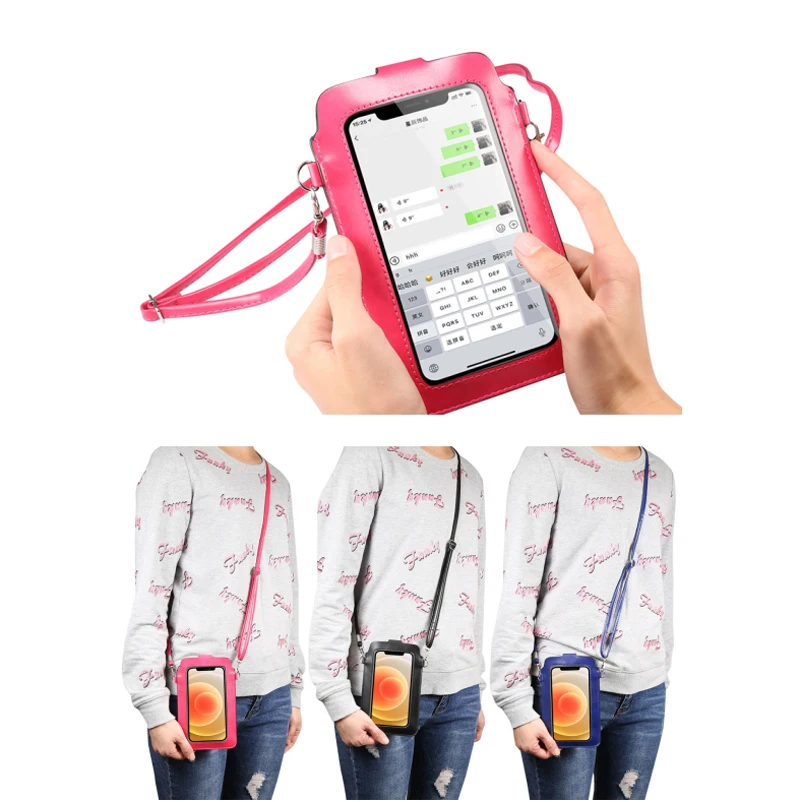 Модный кожаный чехол с сенсорным экраном маленькая сумка через плечо