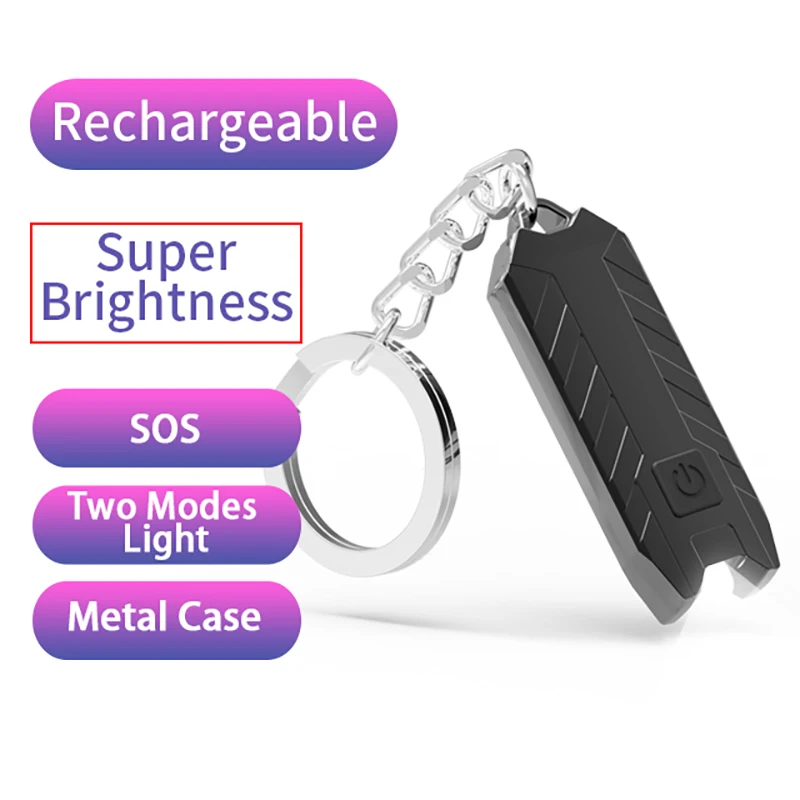 Миниатюрный перезаряжаемый светодиодный фонарик брелок с питанием от usb 250 люмен