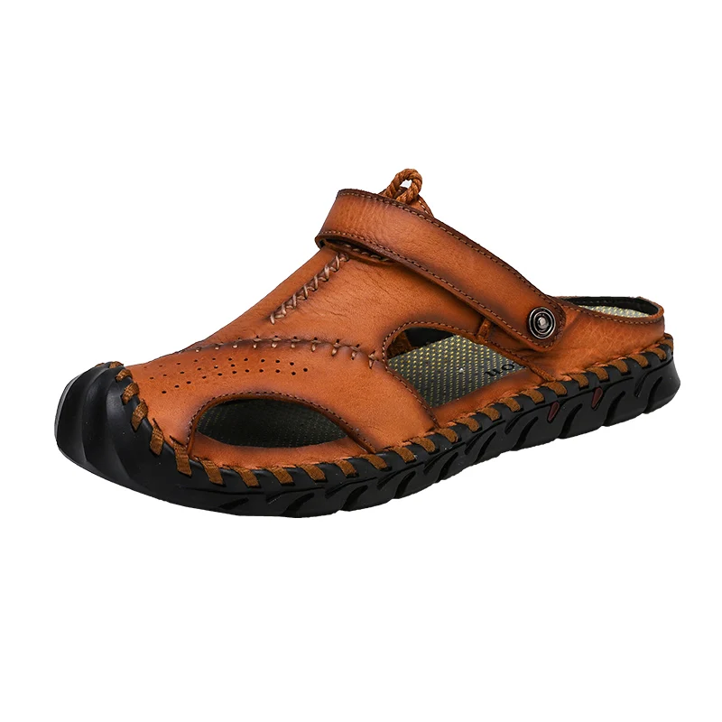 

New Casual Men Soft Sandals Comfortable Men Summer Leather Men's slippers Men Roman Summer Outdoor Beach Sandals Big Size 38-48