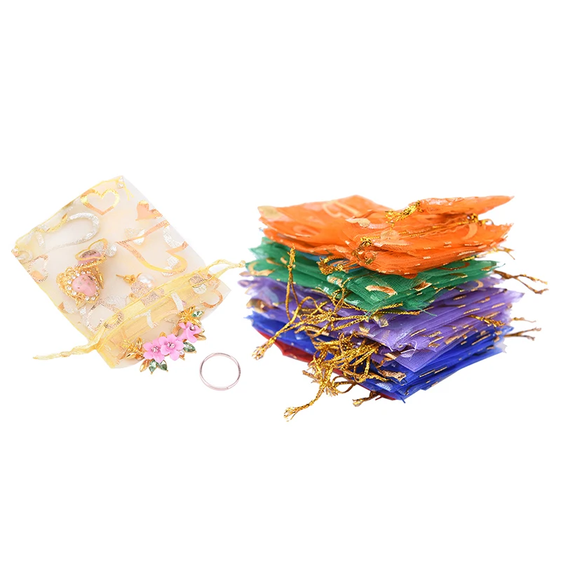 

Wholesale 100pcs/lot Mixed Color Drawstring Bags Organza Gifts Bags Christmas Candy Bags Packaging Pouch