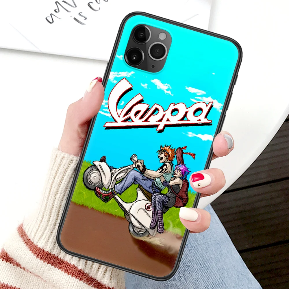 

Vespa Motorcycle Brand Phone Case For Iphone 4 4s 5 5S SE 5C 6 6S 7 8 Plus X XS XR 11 12 Mini Pro Max 2020 black Etui Painting