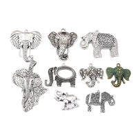 5pcs antique silver verdigris patina elephant head animal charms pendant for jewelry making diy handmade craft