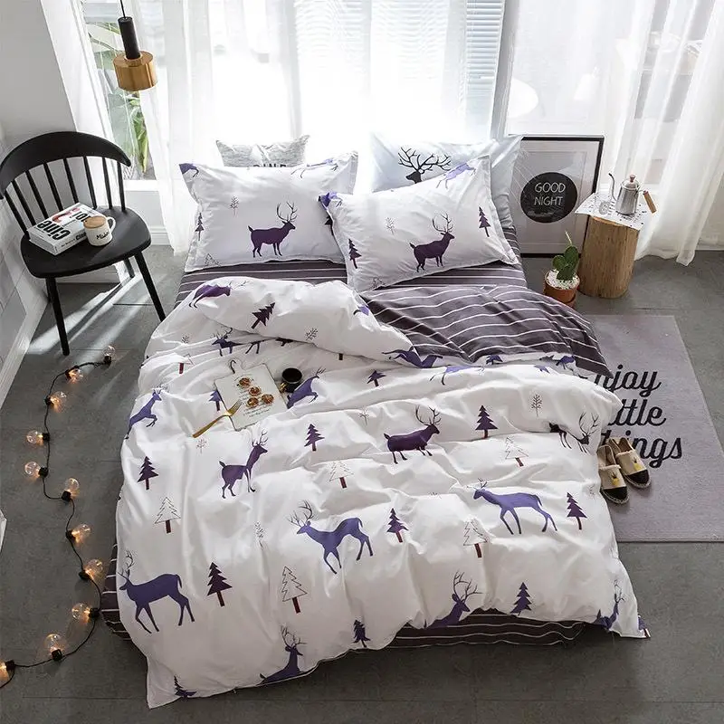 

Christmas Decoration Deer Tree Bed Cover Set Duvet Cover Adult Child Bed Sheets And Pillowcases Comforter Bedding Set 61069