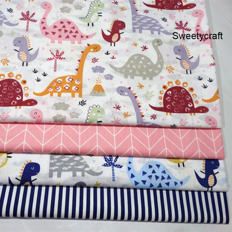 Хлопчатобумажная ткань с принтом динозавра из мультфильма Швейные стеганые