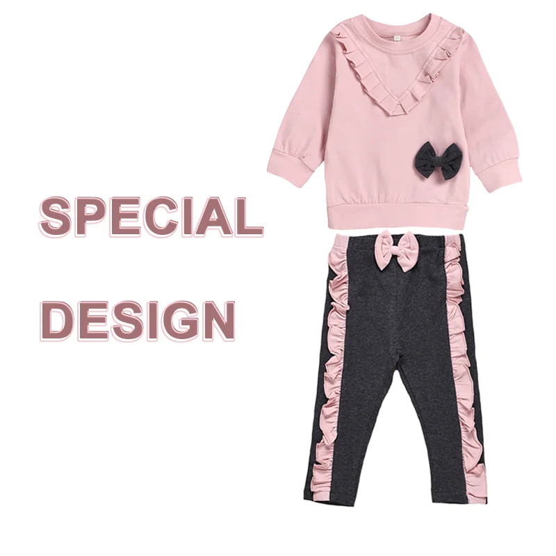 Весенне Осенняя детская одежда Комплекты одежды для девочек однотонная Одежда