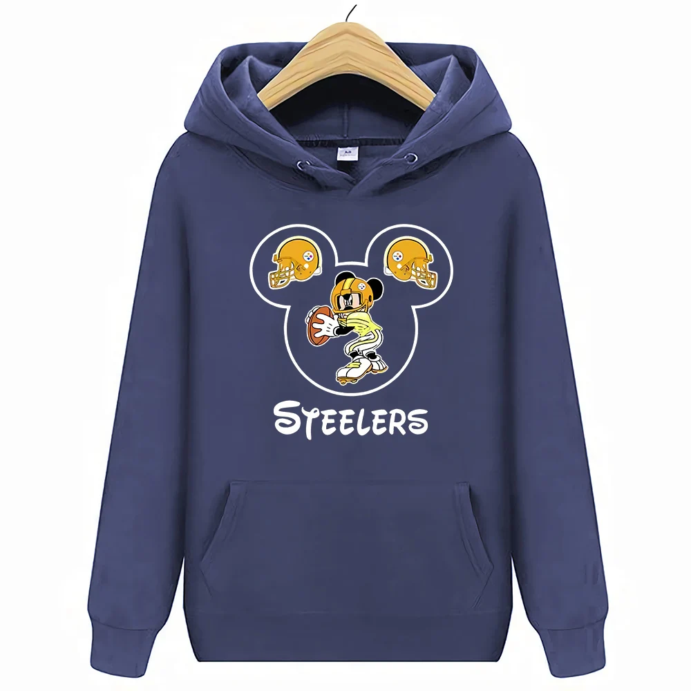 Тёмно-синий Питтсбург уличная Harajuku хлопок Steelers Микки Маус толстовки и толстовки - Цвет: Тёмно-синий