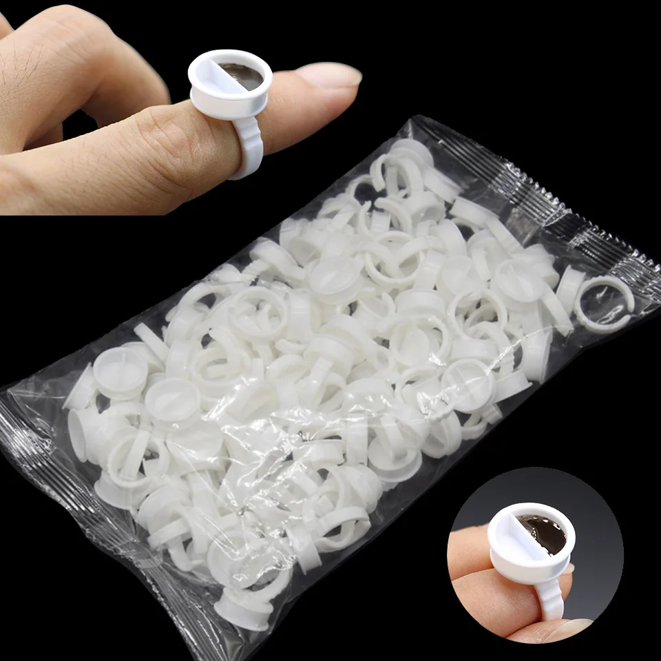 

100pcs Permanent Makeup Tattoo Ring Cup S/M/L Separate Material Volume Cup Bowl Variety of Grafting Eyelash Tray Supplies