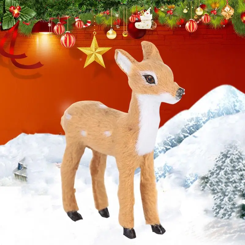 Plush Plastic Xmas Elk Simulation ELK Deer Christmas Reindeer Doll Photography Prop Lawn Ornaments Shop Window Mini Simulated | Дом и сад