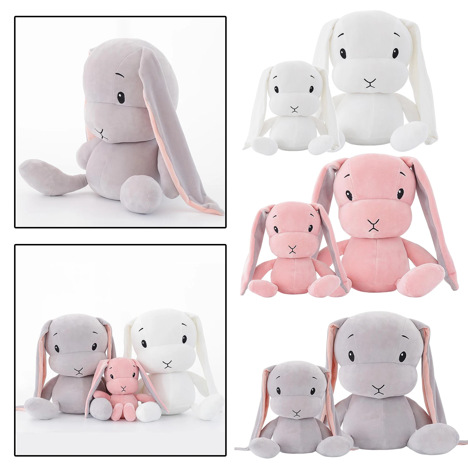 

Adorable Rabbit Plush Toy Cotton Stuffed Cartoon Long Ears Bunny Hugging Toy for Friends Families