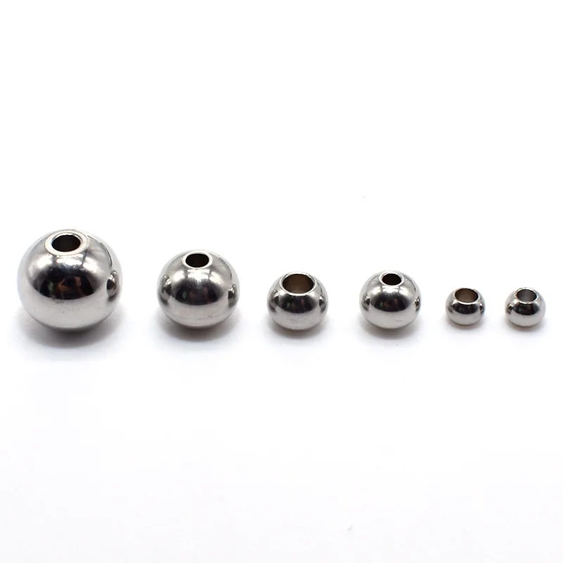 40pcs Stainless Steel Spacer Beads Ball 3 4 5 6 8 10 12 MM Round Loose Beads Bracelet Necklace Jewelry Making DIY Accessories