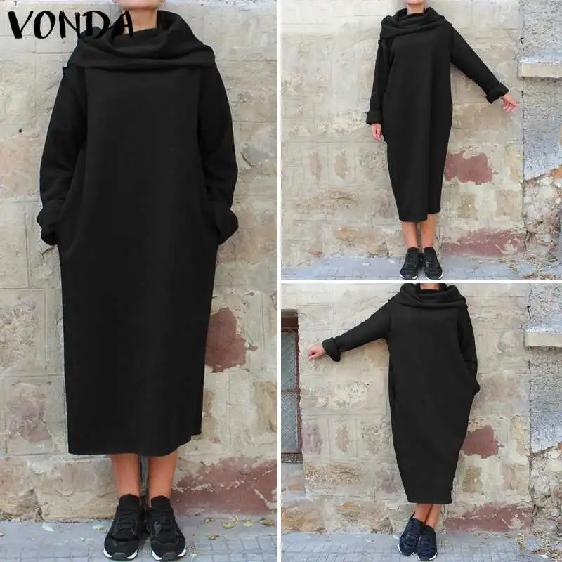 Женское платье до середины икры VONDA повседневное свободное однотонное с длинным