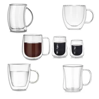 new heat resistant double wall glass cup high borosilicate coffee cup handmade beer mug tea glass whiskey glass cups drinkware