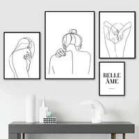 black white sexy women back line abstract wall art canvas painting nordic posters and prints wall pictures for living room decor