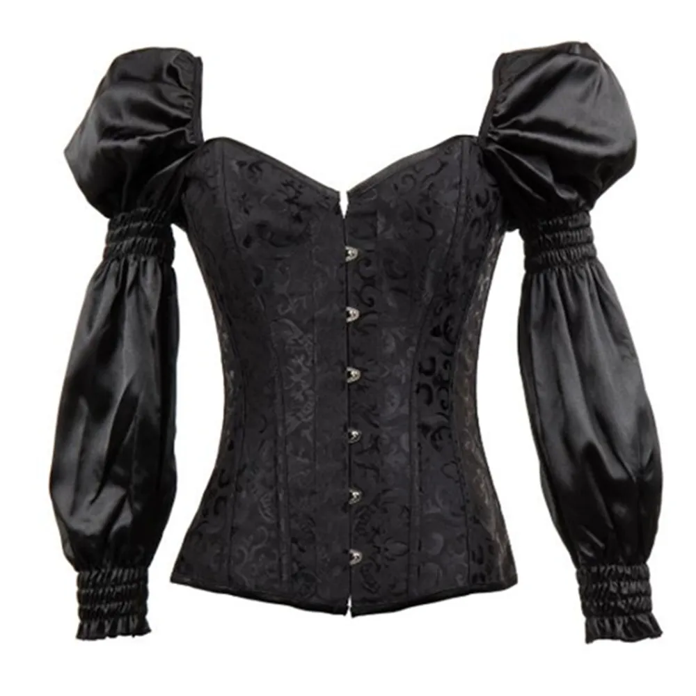 

Черные Готические рубашки, женские блузки с длинным рукавом-фонариком, Ретро рубашка для вечерние в стиле стимпанк, блузка в викторианском ...