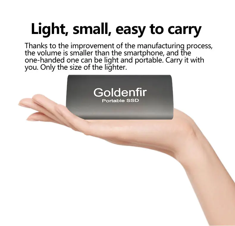 Goldenfir Mini Portable SSD 60GB 64GB 120GB 128GB 240GB 256GB 480GB 512GB 960GB 1TB USB 3.0 External Solid State Drive