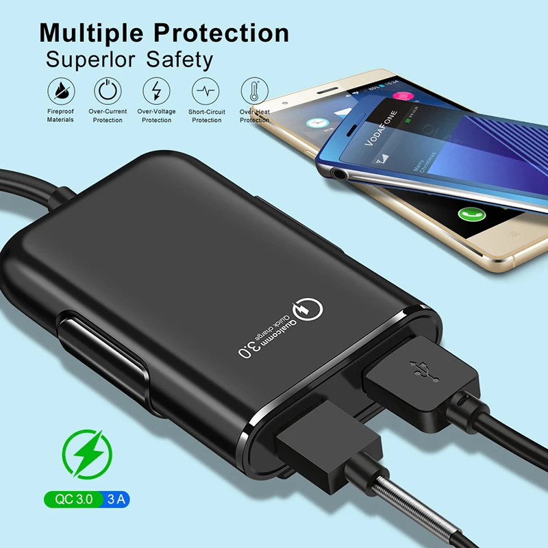 Автомобильное зарядное устройство с 4 USB портами QC3.0 + A 3 1a|Зарядные устройства для телефонов| |