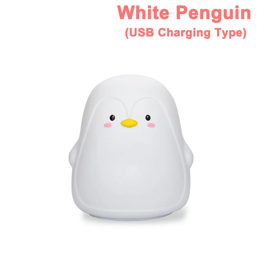 White Penguin USB Силиконовый сенсорный Сенсор светодиодный ночной Светильник милый кот Пингвин Спальня ночника для детей подарок для маленьких детей 7 цветов - Испускаемый цвет: White Penguin USB