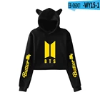 Милые женские укороченные толстовки с капюшоном, кошка, фотоальбом, новинка, худи Bangtan Boys с капюшоном, пуловеры для фанатов с капюшоном для девушек