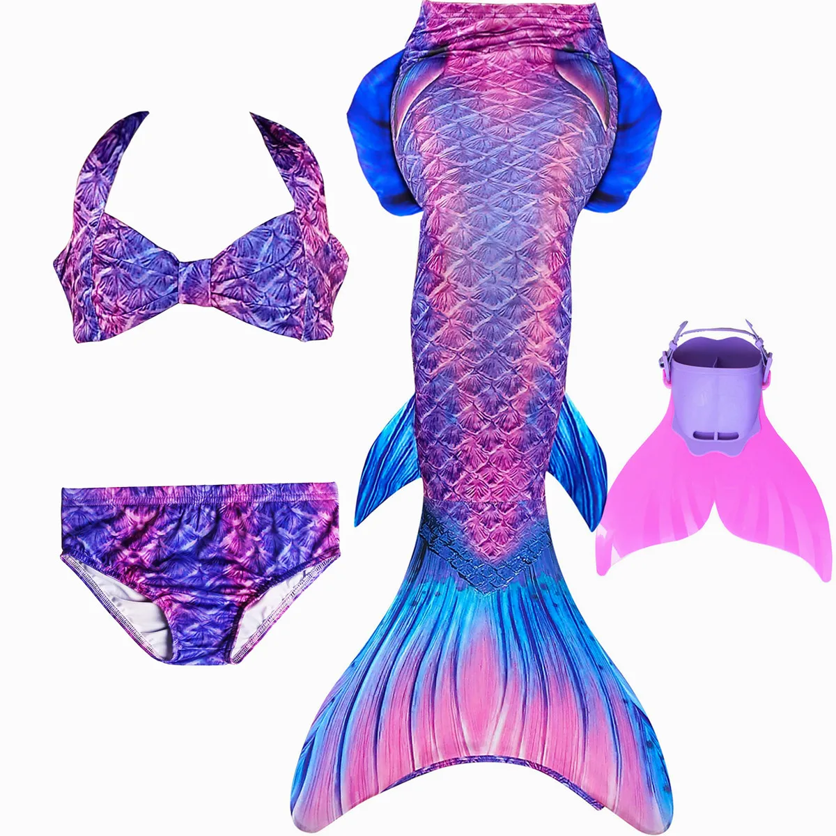 4pcs as picture show 6 шт./компл. новые джинсовые штаны для девочек с хвостом русалки с ребром Плавание костюм комплект бикини, купальный костюм ванный комплект, платье для девочек с рисунком в виде Флиппер Моноласты для Плавание - Цвет: 4pcs as picture show