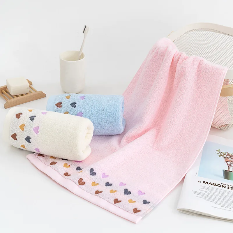 

High Quality Pure Cotton Cotton Towel Peach Heart FaceTowel Absorbent Drying Washcloth Bath Towel Luxury Bathroom Products