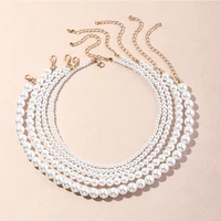 fashion elegant white imitation pearl choker necklace big round pearl wedding necklace for women bridal party clavicle necklace