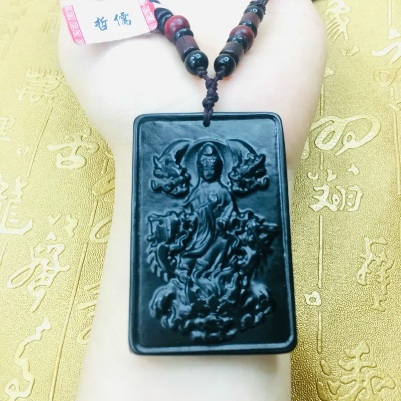 Отправьте Сертификат А-уровня подвеска из натурального черного нефрита с резным