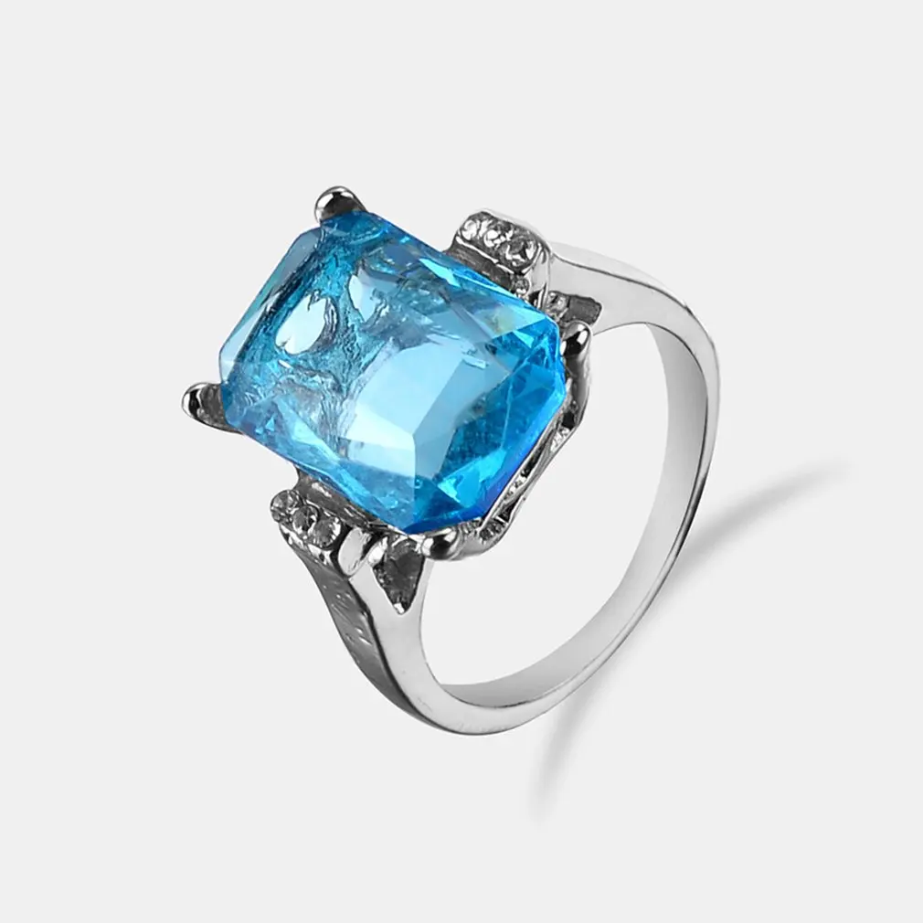 Новое серебряное покрытое квадратное Кристальное кольцо Очаровательные Стразы