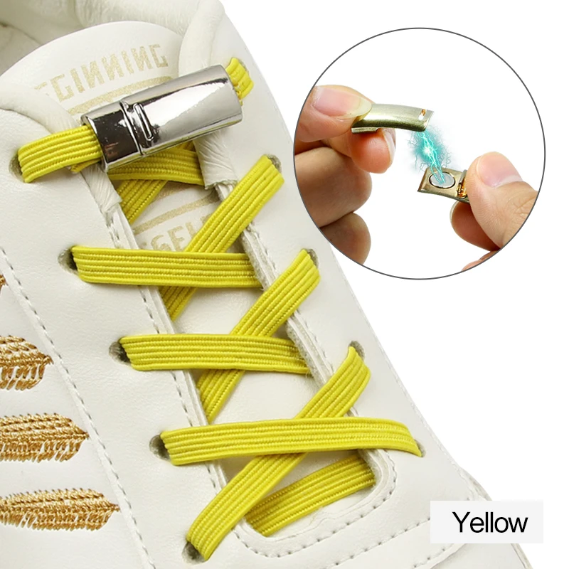 1 pairs Colorful easy lace No Tie Shoelace Elastic Shoe Lace For adult child Magnetic Locking ShoeLaces shoelaces flat