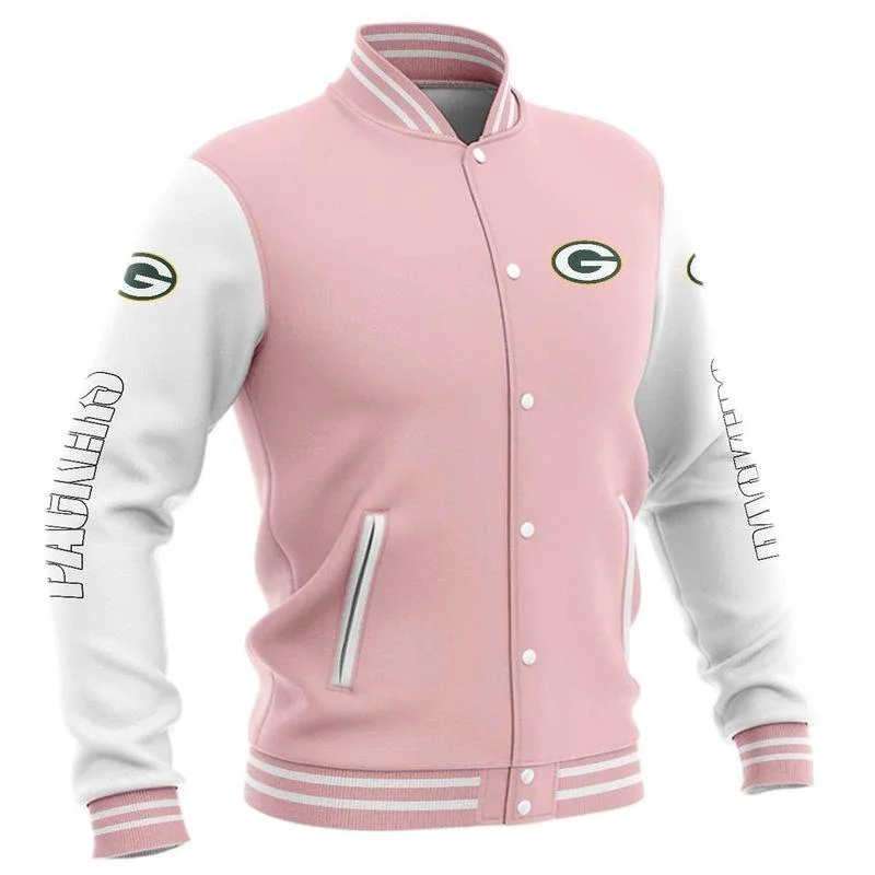 

American Size Men'S Baseball Jacket Sports Outdoor Coat Packers Blue Casual White Sleeve Pilot Buckle Jersey