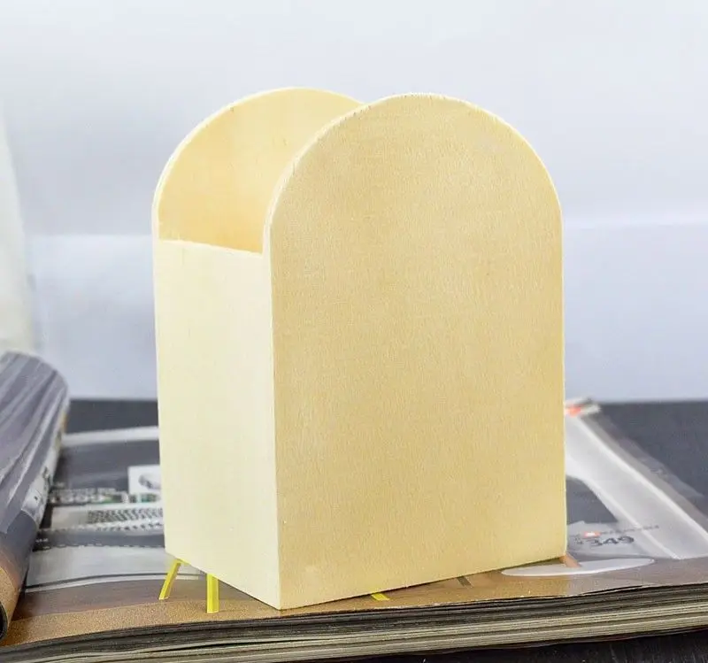 

Wooden Semicircle Baby Decor Mud Base Box Case Art Pen Kids Pencil Toys Kids Storage Box