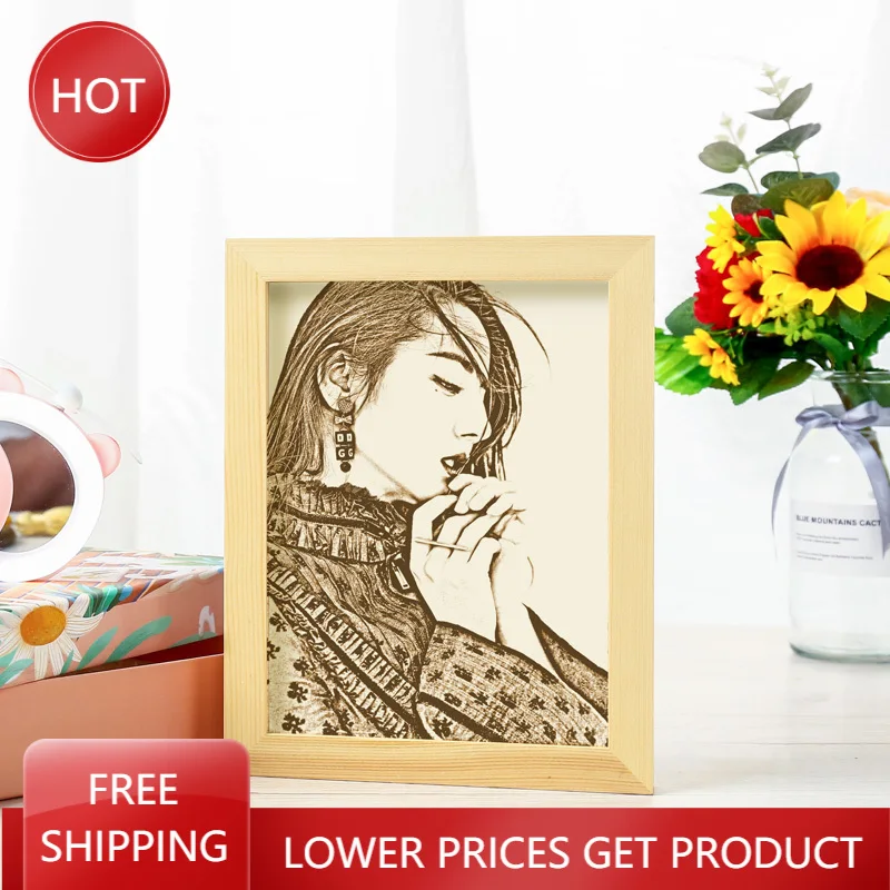 

Modern Decor Couple Wood Photo Frame Set Decorative Wall Table Creative Friend Photo Frame Fathers Day Pared Wood Decor AG50XK