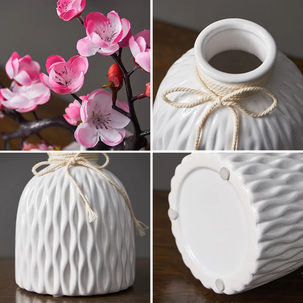 Современный домашний декор керамическая ваза для гостиной белый оригами узор с