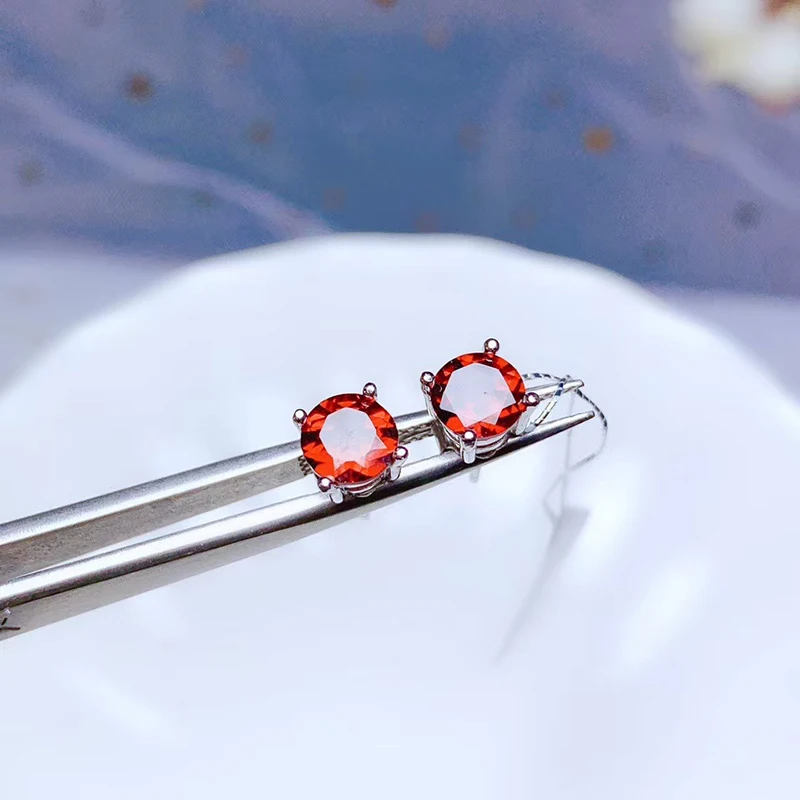 

Natural Pigeons-blood Garnet Earrings For Women Anniversary 925 Sterling Silver Fine Jewelry Real Garnet Gemstones Certifacate
