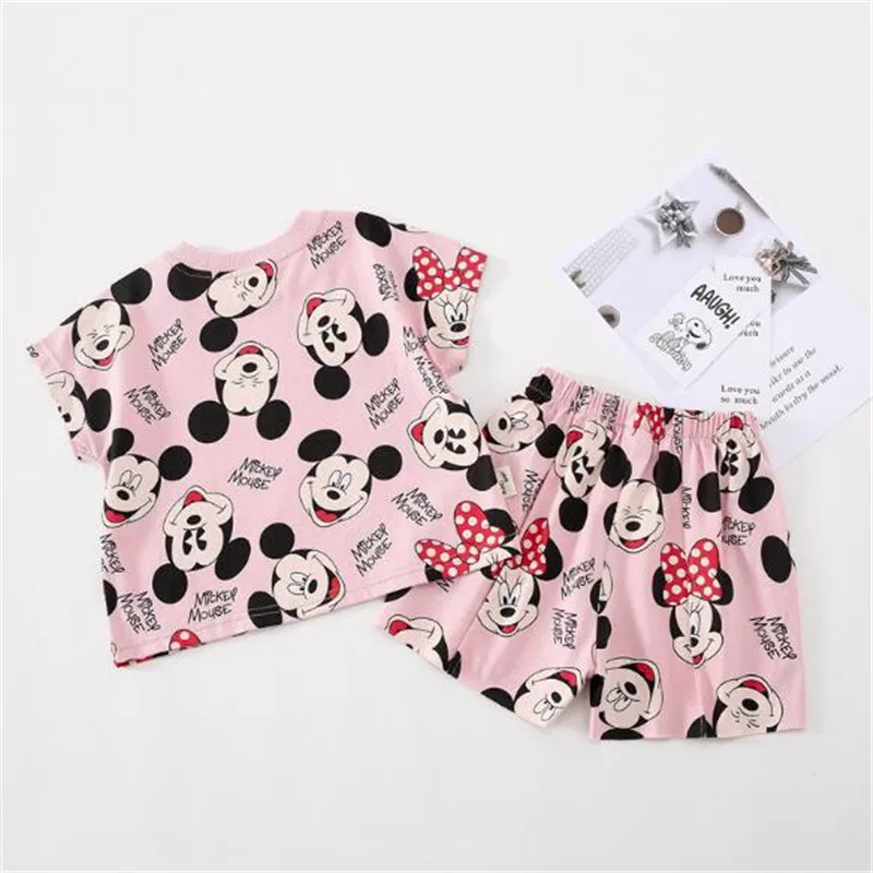 Комплект летней Одежда для девочек малышей хлопковая одежда с рисунком Микки