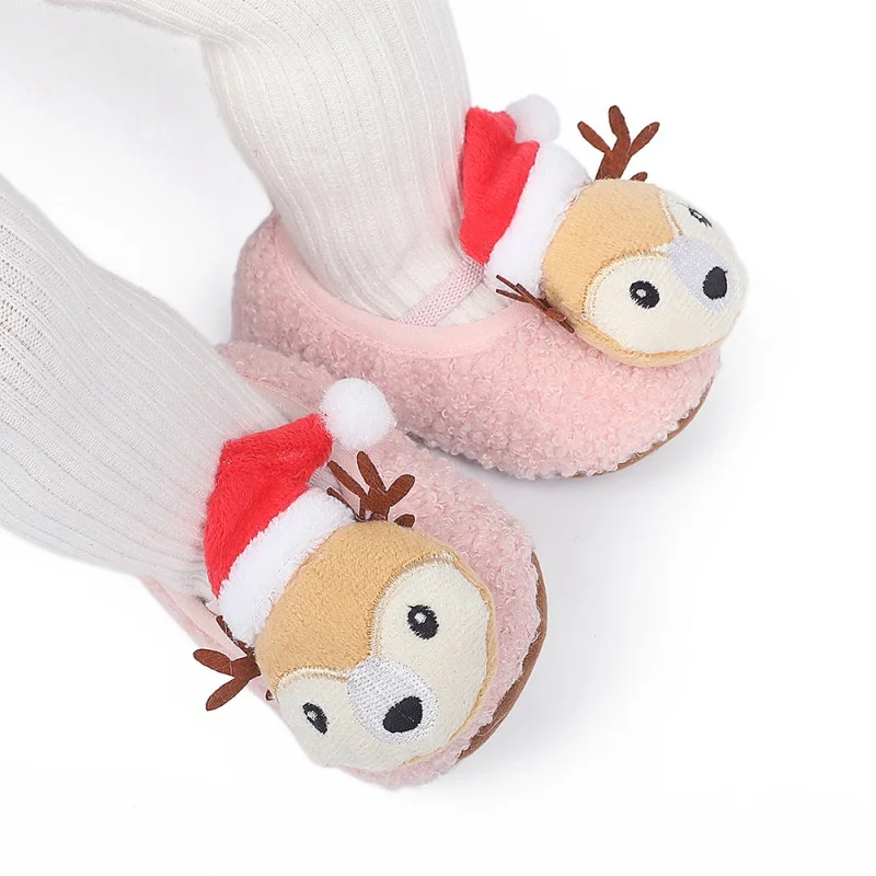 

Warm Baby Girls Princess Winter Boots Christmas Deer First Walkers Anti-slip Infant Toddler Baby Boy Footwear Shoes