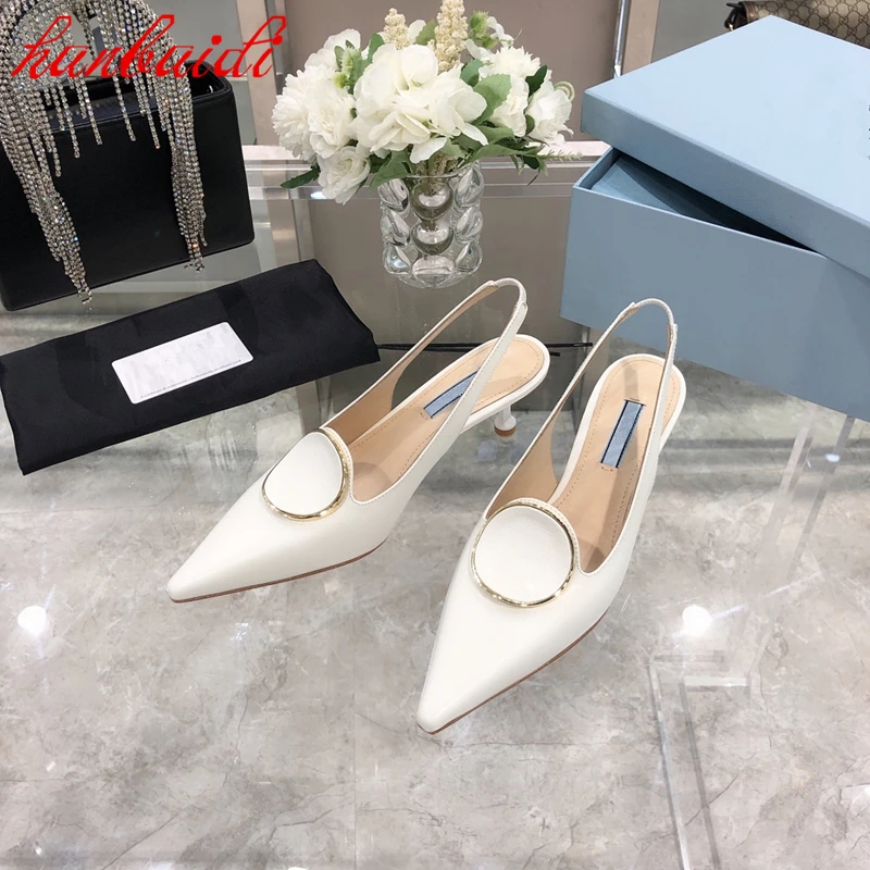 

Hot Sale Summer Women Shoes Pointed Toe Metal Decoration Sandals Thin Heels Casual Shose Korean Style Pumps Fashion Slipper