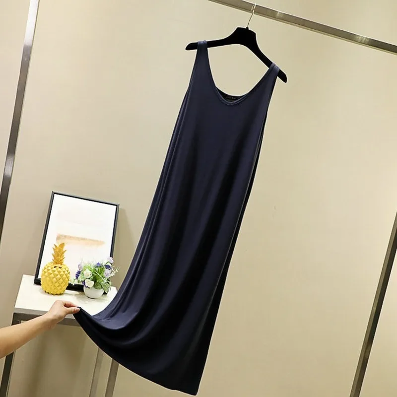 

Modal dress spring and summer new sexy female slim fit straight V-neck sleeveless suspender bottoming thin vest skirt