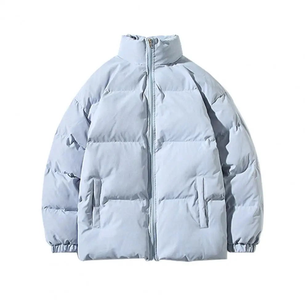 

2021 Winter Down Coat Men Women Plus Size Thick Warm Solid Color Stand Collar Zipper Couple Jacket Outerwear Top Oversize